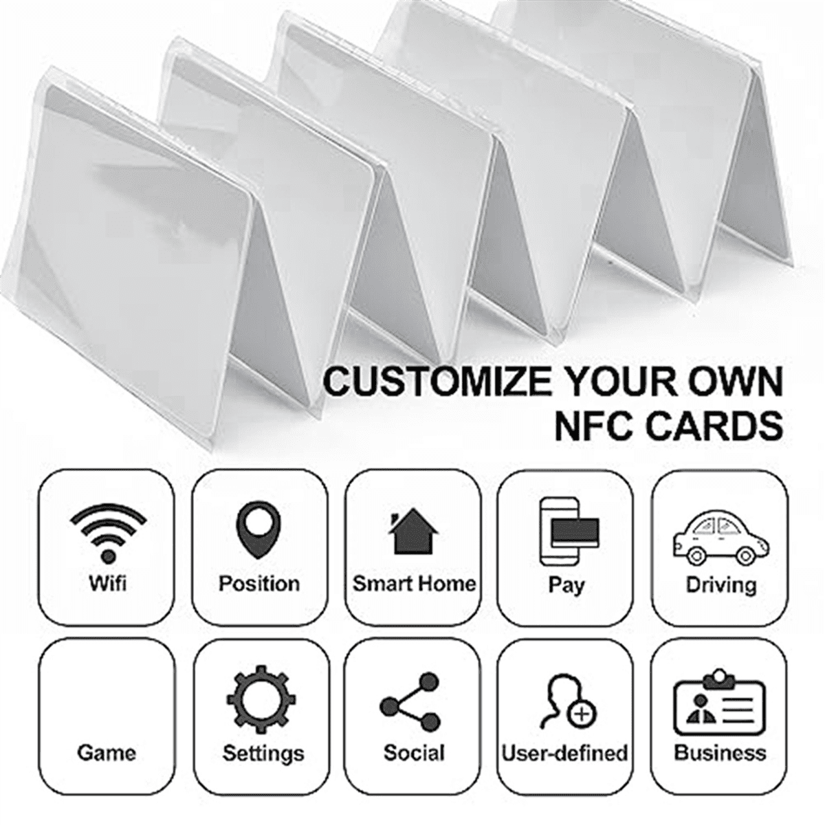 100 PCS NFC Cards Blank 215 NFC Cards 215 Tags Rewritable NFC Cards 504 Bytes Memory for All NFC Enabled Device