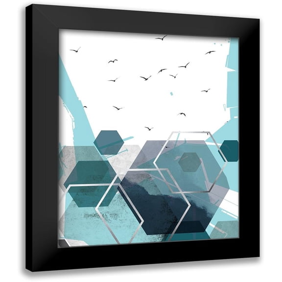 Urban Epiphany 12x14 Black Modern Framed Museum Art Print Titled - Abstract Teal 2