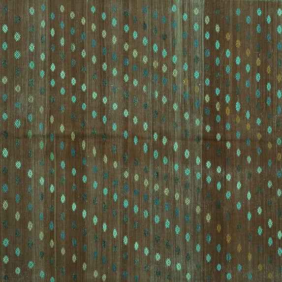 Ahgly Company Machine Washable Indoor Square Southwestern Turquoise Blue Country Area Rugs, 3' Square