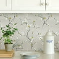 NuWallpaper Grey Mirei Vinyl Peel And Stick Wallpaper, 216-in by 20.5