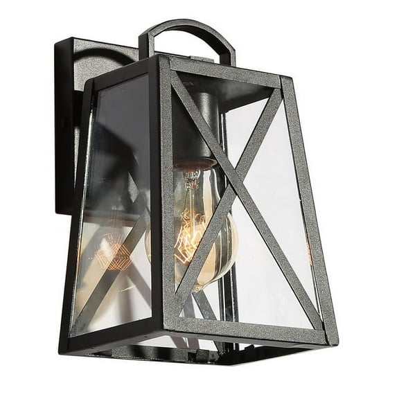 LNC Azer 9-in H Black and Clear Glass Medium Base(E-26) Outdoor Wall Light,8.7"H