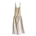 thumbnail image 1 of Delantal De Lino Y Algodón Con Cuello Halter Y Espalda Cruzada, Delantal De Estilo Nórdico Para Mujer, Delantal Para Hornear, Cocinar, Trabajos De Jardinería Yuarrent HA026629-02, 1 of 7