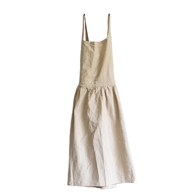 Delantal De Lino Y Algodón Con Cuello Halter Y Espalda Cruzada, Delantal De Estilo Nórdico Para Mujer, Delantal Para Hornear, Cocinar, Trabajos De Jardinería Yuarrent HA026629-02