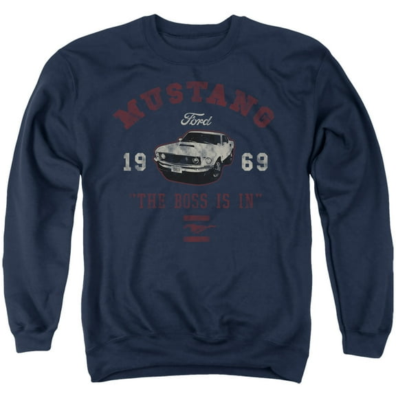 Ford Mustang The Boss Is In Unisex Adult Crewneck Sweatshirt, Navy, Medium