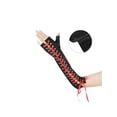thumbnail image 3 of INSPIRE CHIC Women's Satin Lace Up Fingerless Gloves Solid Color Punk Arm Warmers One Size Black and Red Ribbon, 3 of 6