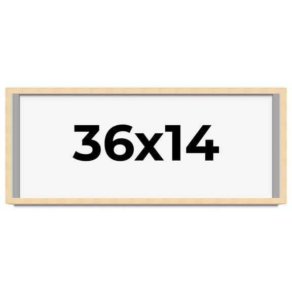 36x14 Frame Natural Wood Picture Frame | 0.75 Inch Moulding Width | with UV Acrylic Plexiglass,