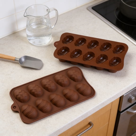 10-Cavity Easter Egg Silicone Chocolate Mold 2-Style Egg Shaped Non-Stick Tray For Chocolate Candy Ice Cubes And Baking Supplies(Pattern A-20cm)