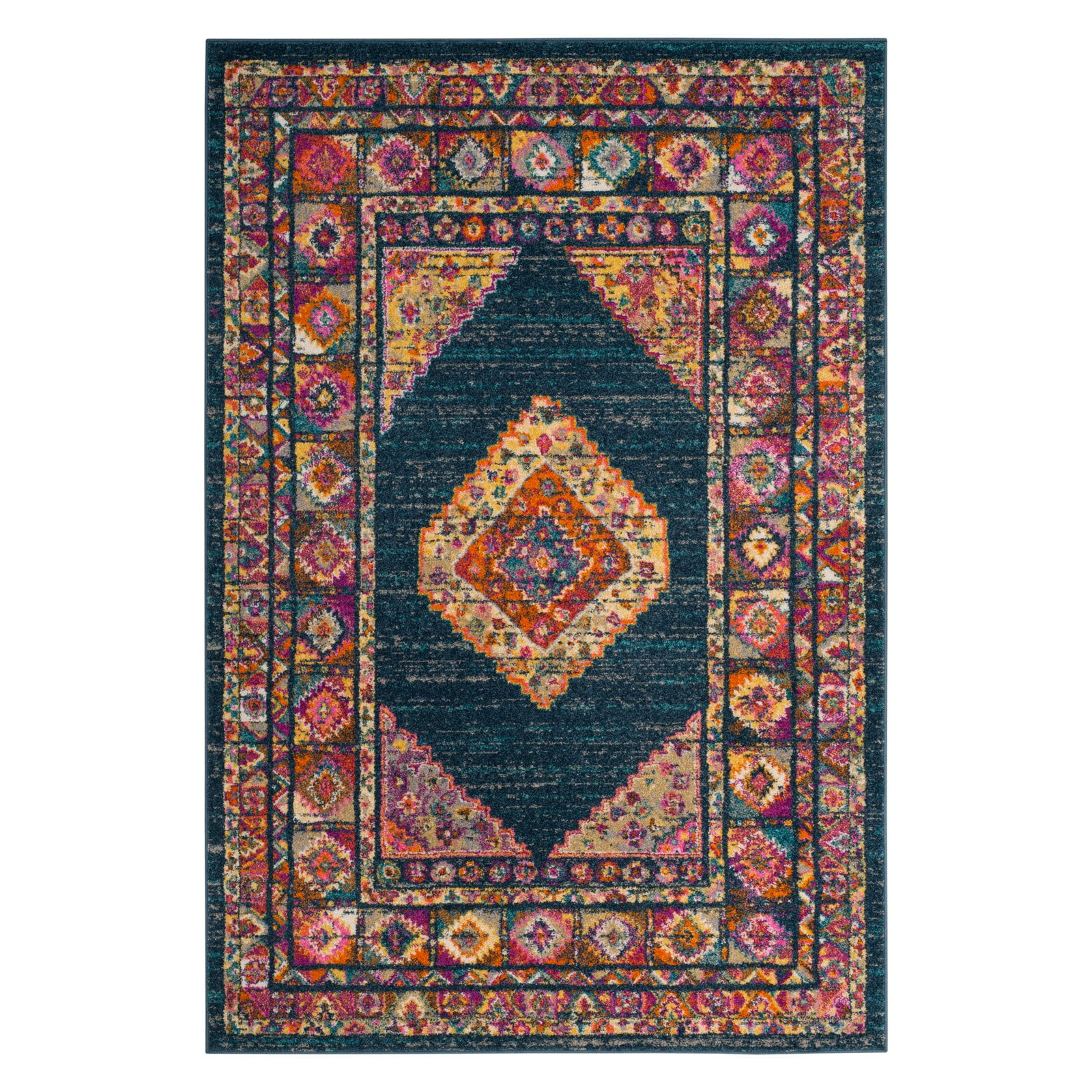 SAFAVIEH Madison Emmet Traditional Area Rug, Blue/Fuchsia, 8' x 10'