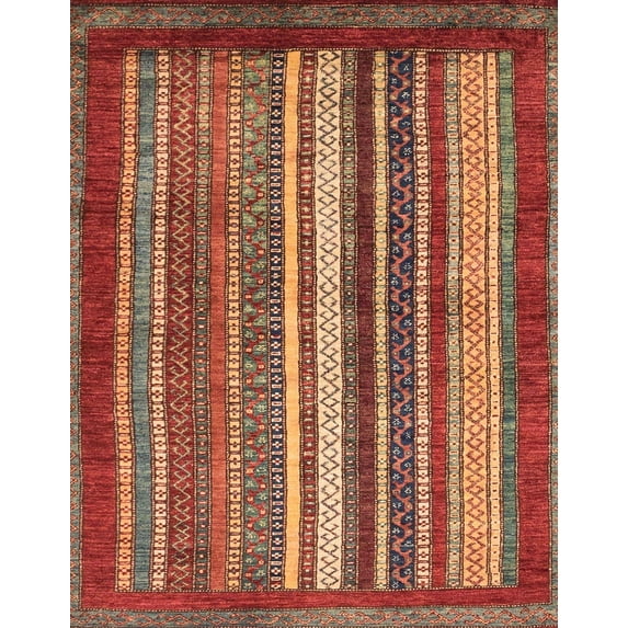 Ahgly Company Machine Washable Indoor Rectangle Abstract Red Area Rugs, 5' x 8'
