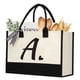 thumbnail image 1 of shenee Bolsa de lona con inicial, bolsa de yute de playa personalizada, regalo para mujeres, vacaciones, amigos, regalo de cumpleaños, playa, boda (letra A), 1 of 5