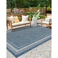 thumbnail image 7 of Unique Loom Outdoor Border Collection Area Rug - Soft Border (7' 1" x 10' Rectangle Blue/Ivory), 7 of 7