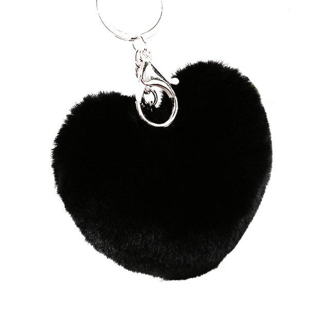 kurtrusly Hair Ball Heart Shape Pendant Handbag Keychain Key Buckle Ring Mobile Phone Hanging Decor