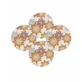 thumbnail image 7 of 13 Inch Round Placemats Set of 4, Geometric Flower Non Slip Heat Insulation PP Table Mats, Vintage Country Floral Orange Grey on Linen Washable Place Mats for Kitchen Dining Party Table Decor, 7 of 7