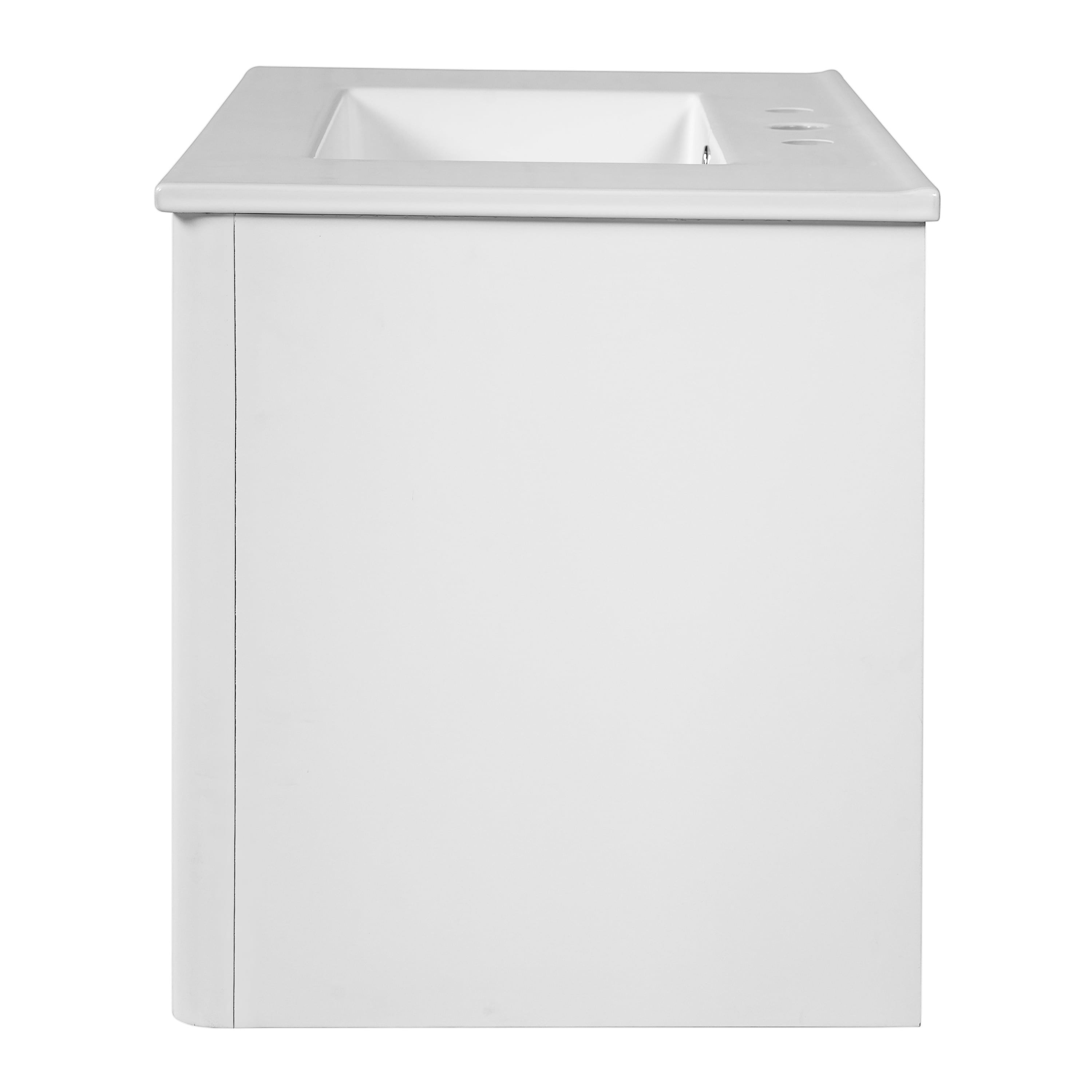 30" Modern Floating Bathroom Vanity with Oval Knobs & Round Edge, Soft-Close Drawer Slides, Bathroom Cabinet with Ceramic Sink
