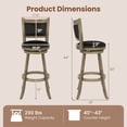thumbnail image 3 of Costway Swivel Bar Stools with Solid Rubber Wood Frame Set of 2 for Kitchen Island Gray and Black, 3 of 9