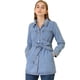 thumbnail image 1 of Chaqueta Vaquera Holgada De Manga Larga Con Lazo En La Cintura Informal Para Mujer Azul polvoriento L, 1 of 6