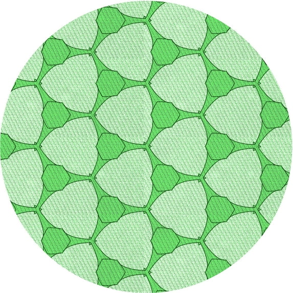 Ahgly Company Machine Washable Indoor Round Transitional Green Area Rugs, 3' Round
