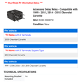thumbnail image 2 of Accessory Delay Relay - Compatible with 1999 - 2011, 2014 - 2015 Chevy Corvette 2000 2001 2002 2003 2004 2005 2006 2007 2008 2009 2010, 2 of 2