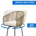 thumbnail image 3 of Dextrus Set of 4 Swivel Woven Patio Bar Stools, Outdoor Bar Chairs with Comfortable Back Cushions for Backyard Pool Area, Garden with 360-Degree Rotation (Light Yellow and Beige Color Scheme), 3 of 5