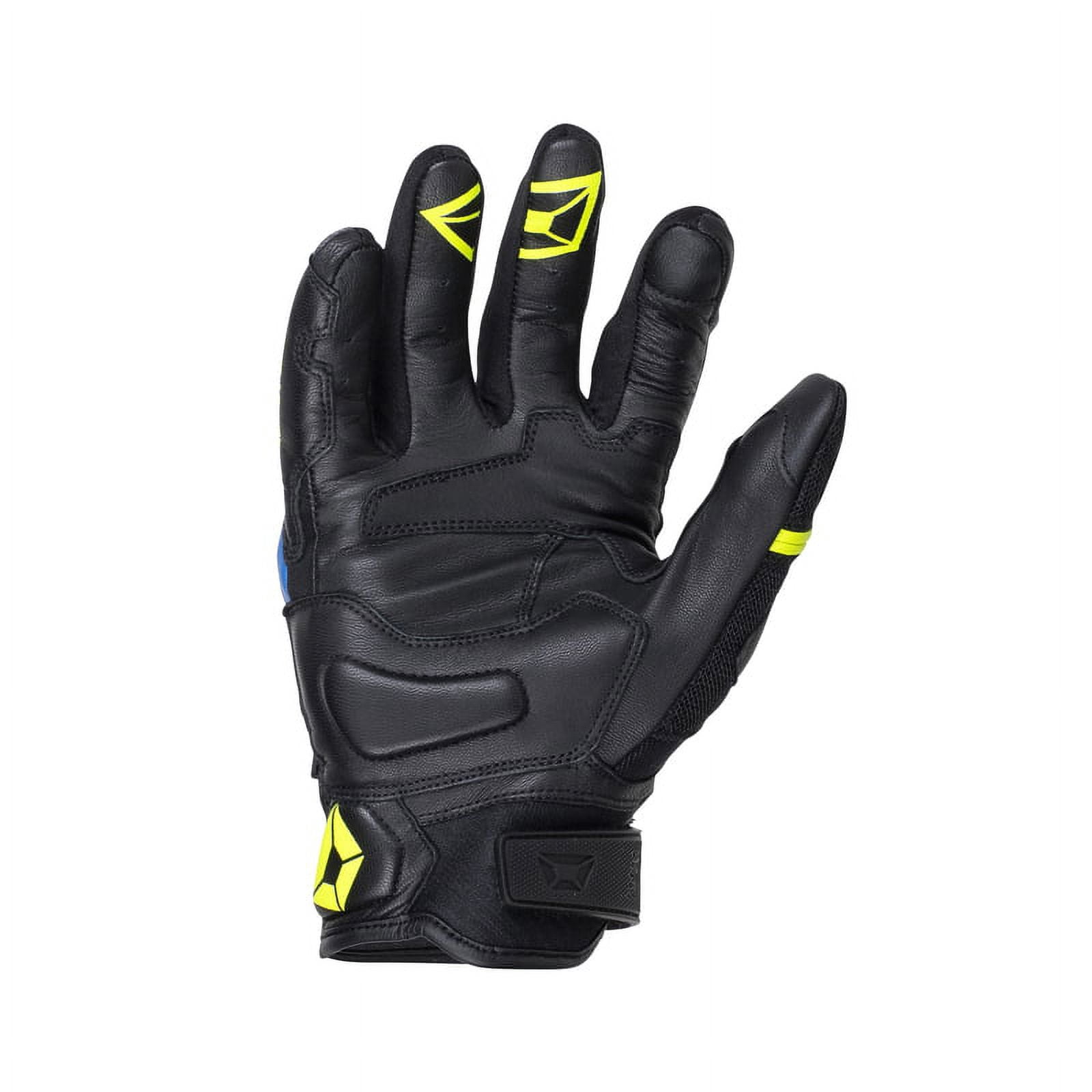 Cortech Sonic Flo Mens Leather/Textile Motorcycle Gloves Blue/Hi-Viz XXL