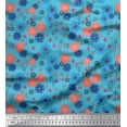 thumbnail image 1 of Soimoi Blue Rayon Fabric Leaves & Aster Floral Decor Fabric Printed Yard 56 Inch Wide, 1 of 1
