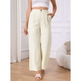thumbnail image 3 of DARING DIVA Women's Casual Linen High Waisted Wide Leg Pants S Beige, 3 of 6