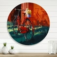 thumbnail image 2 of Designart 'Red VIntage Bicycle With Flowers Bucket' Vintage Circle Metal Wall Art 11x11 - Disc of 11, 2 of 5