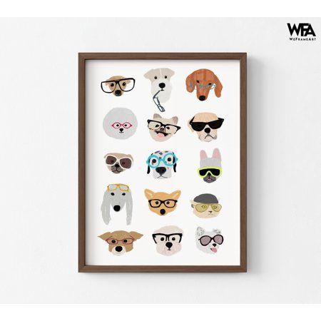 Dogs with Glasses by Hanna Melin, Doggo Wall Art, Cute Dog Nursery Print, Baby Nursery Gift Idea, Gender Neutral Playroom Decor