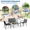 thumbnail image 3 of 4 Pieces Patio Furniture Sets,Outdoor Patio Conversation Sets with Glass Coffee Table, Small Porch Balcony Furniture, Patio Table and Chairs Set for Garden, Backyard (Black), 3 of 7