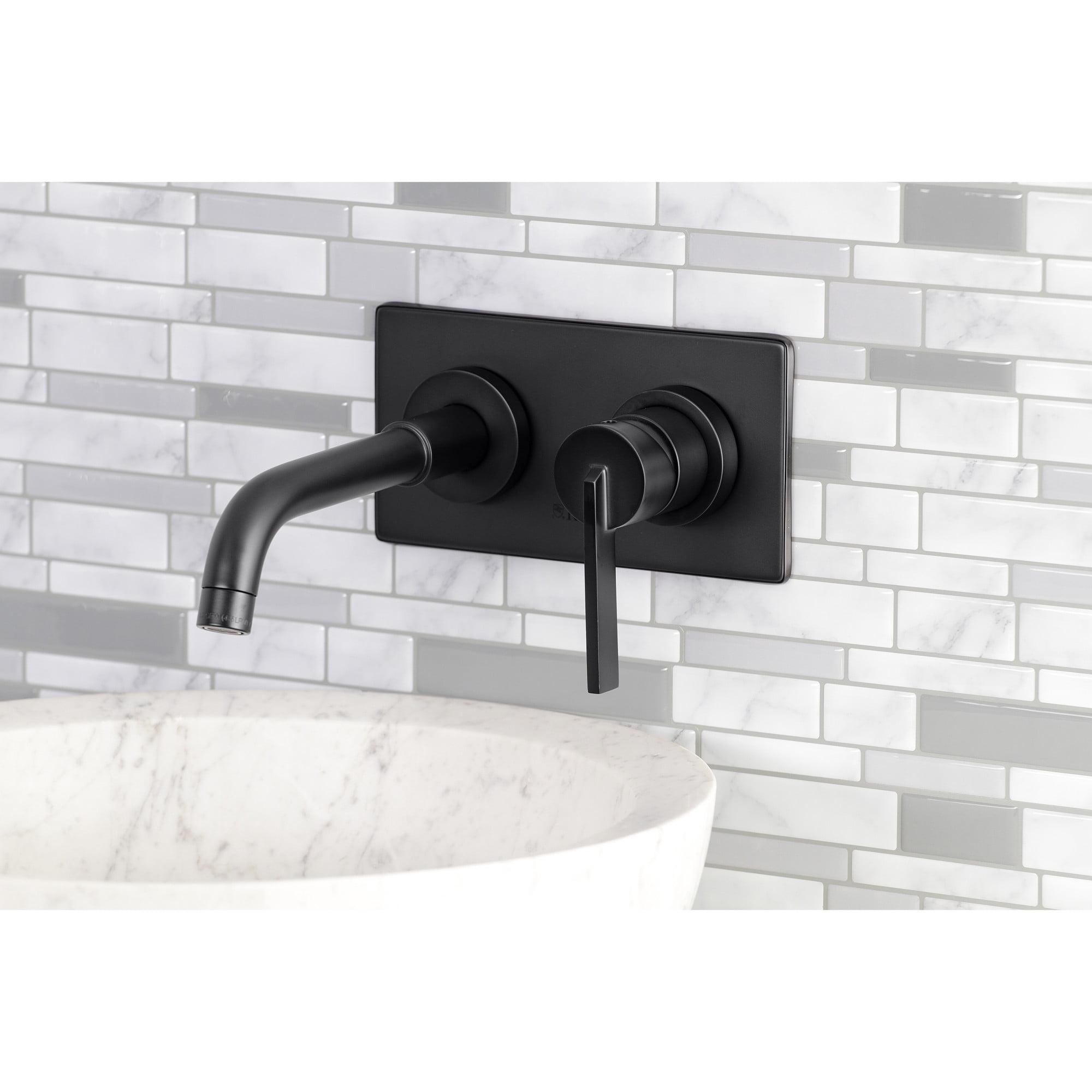 Kingston Brass KS8110CTL Continental Single-Handle Wall Mount Bathroom Faucet, Matte Black