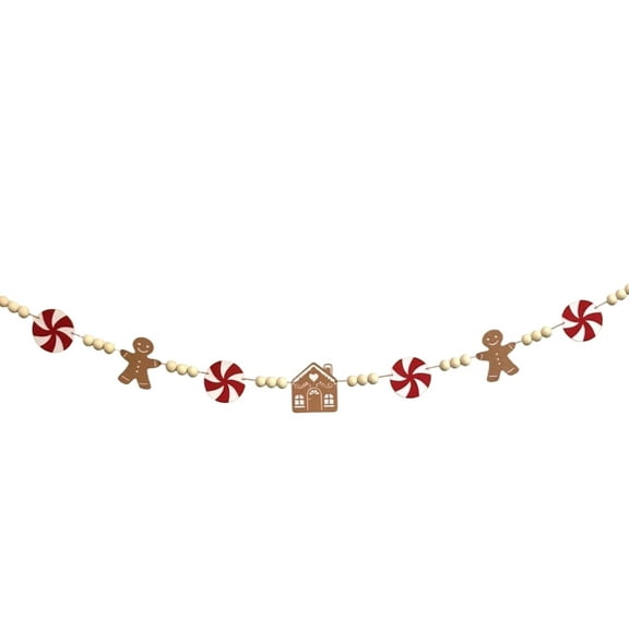 Christmas Tree Garland With Wood Beads,GreenTrees Holiday Banner,Home Decor,Christmas Party Gifts And Decor