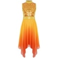 thumbnail image 3 of SiiRoh Girls Glittery Sequin Lyrical Praise Dance Dress Gradient Color Liturgical Worship Tunic Gold 10, 3 of 7