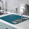 thumbnail image 3 of Dark Teal Dish Drying Mats for Kitchen Counter,Absorbent Microfiber Dish Drainer Rack Mat Solid Green Color Drying Pad for Sinks,Utensils,Countertops,16x18in, 3 of 9