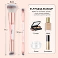 thumbnail image 6 of DUAIU 2-Piece Double Headed Makeup Brush Set - Kabuki & Blush Brush Foundation, Eyeshadow & Powder Brush Premium Synthetic Face Makeup Brushes (Pink), 6 of 6