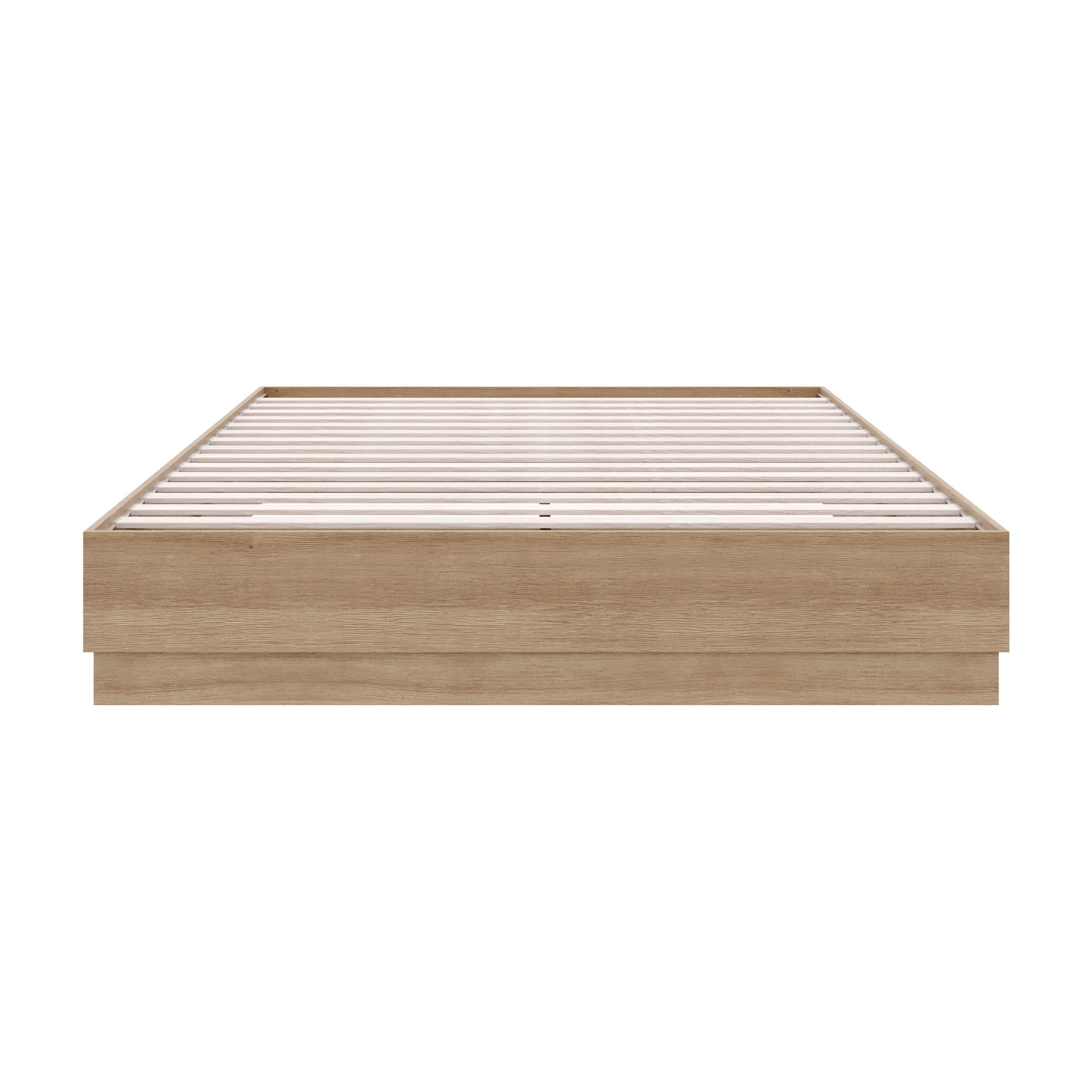 Nexera Milano Queen Size Platform Bed Frame, Brown Oak