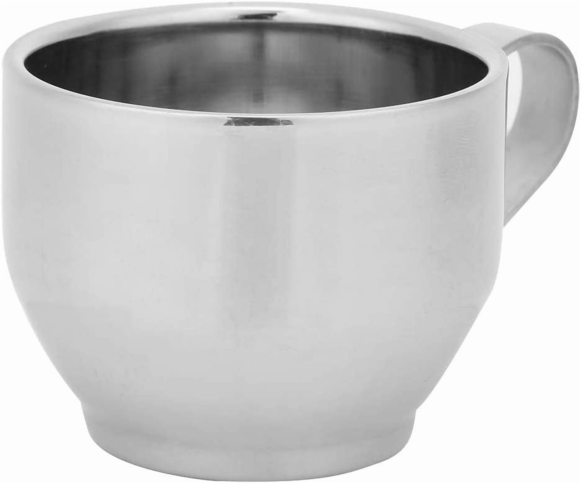 ABCISI Stainless Steel Coffee Cup Set, 6oz/180ml Coffee Mug with Saucer and Spoon, Double Walled Insulated Espresso Cups for Milk Tea Cappuccino Latte, Dishwasher Safe, Silver