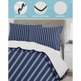thumbnail image 4 of Quilts Twin-XL Size Bedding Set, Navy Blue Striped Lightweight Quilted Comforter, Navy Blue White Farmhouse Stripes Soft Reversible Bedspread Coverlet with Pillow Covers for All Season, 68" x 98", 4 of 7