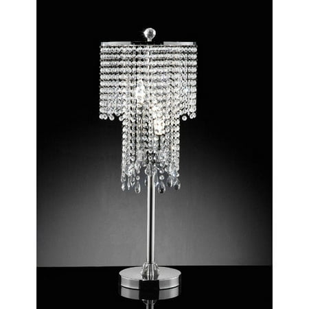 OK Lighting Rain Crystal 31.5'' H Table Lamp with Drum Shade