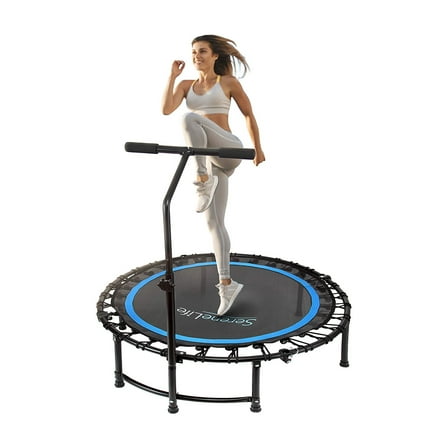SereneLife SLELT418 - Pro Aerobics Fitness Trampoline - Portable Gym Sports Trampoline with Adjustable Handrail