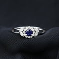 thumbnail image 3 of Rosec Jewels Real Blue Sapphire Flower Engagement Ring for Women - AAA Quality - Sapphire Moissanite Ring - with Jewelry Box, 18K White Gold, US 8.00, 3 of 9