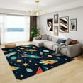 thumbnail image 3 of Space Rugs For Kids Bedroom - Boys Outer Space Rug, Rocket Planet Rugs For Living Room Bedroom, Washable Non Slip Soft Small Carpet, Patterned Area Rugs & Home Decor, 3 of 7