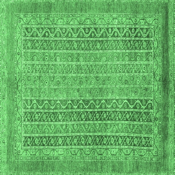Ahgly Company Indoor Square Abstract Emerald Green Modern Area Rugs, 4' Square