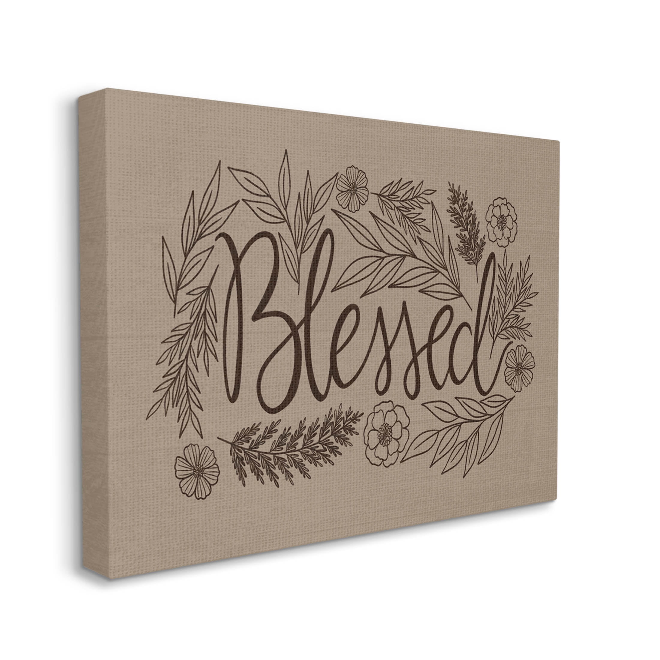 Stupell Industries Blessed Botanical Flower Border Graphic Art Gallery Wrapped Canvas Print Wall Art, Design by Taylor Shannon Designs