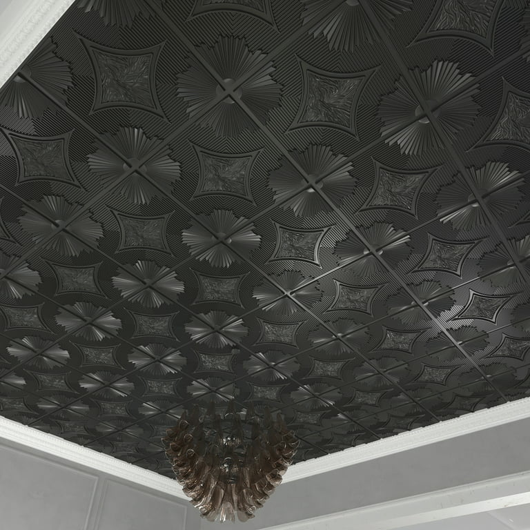 Art Drop Ceiling Tiles 24x24 In Black