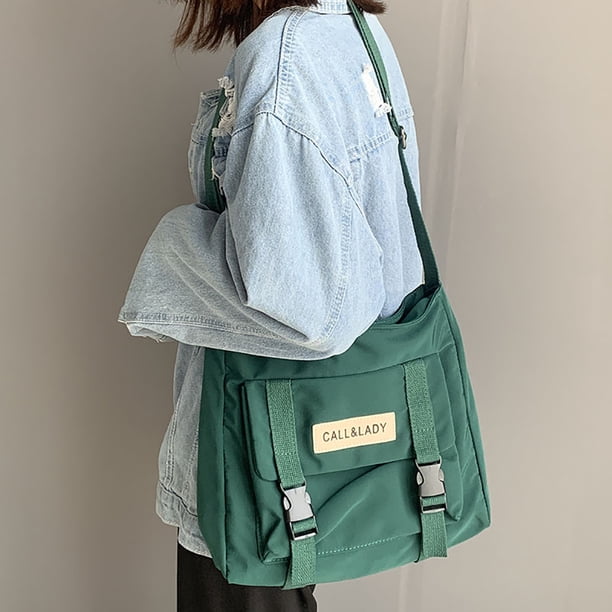 Bolso bandolera de estudiante de escuela de color sólido de hombro impermeable de gran capacidad