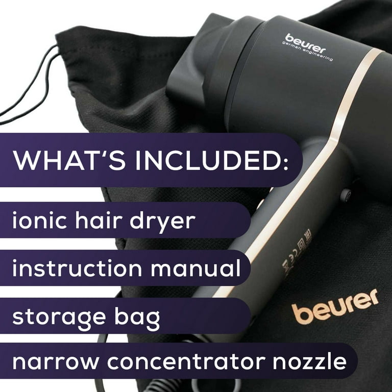 Beurer Compact and Dryer| | Hair 3-Speeds Frizz , HC35 Reduces 4 Technology Temperature Ionic