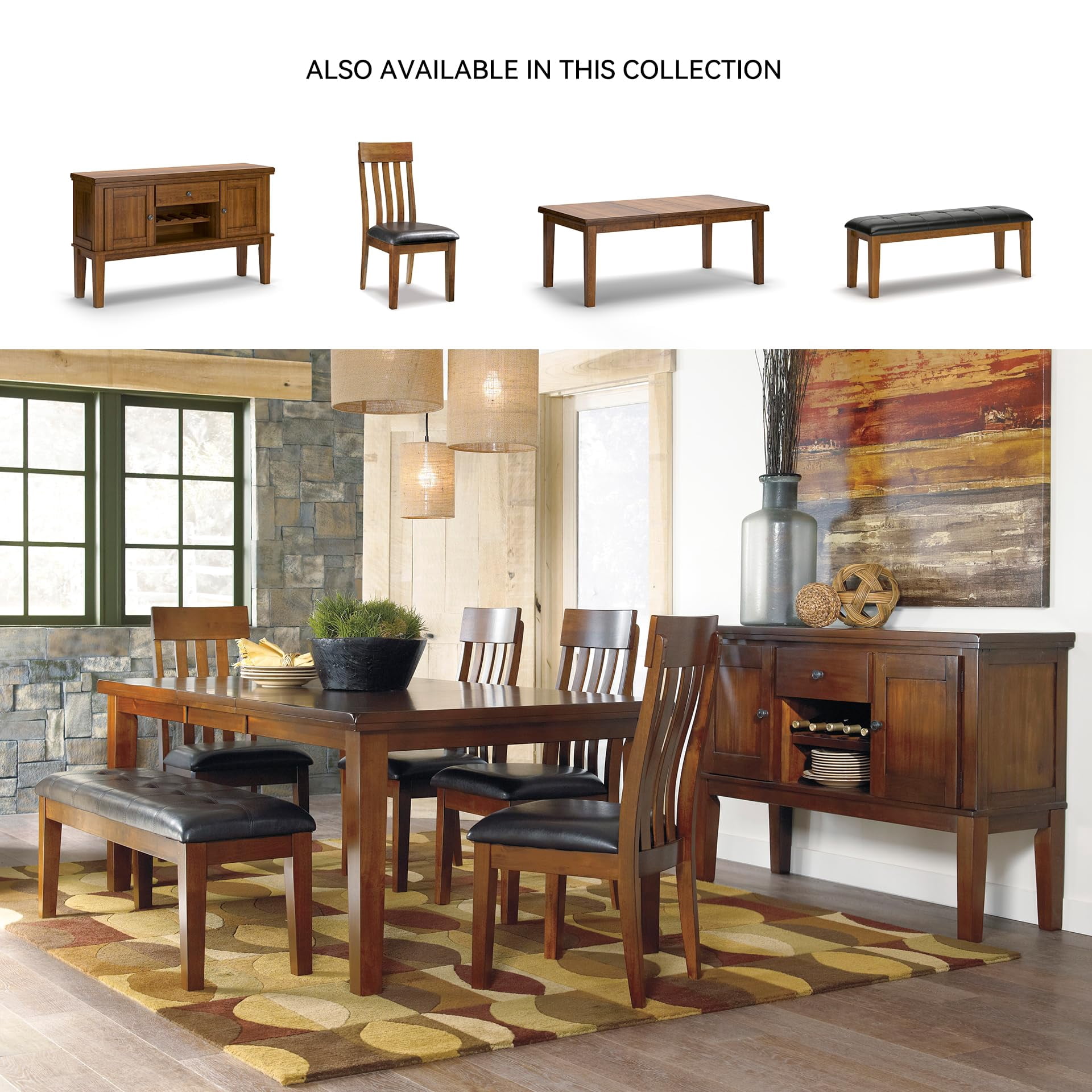 Signature Design by Ashley Ralene Butterfly Dining Table in Medium Brown