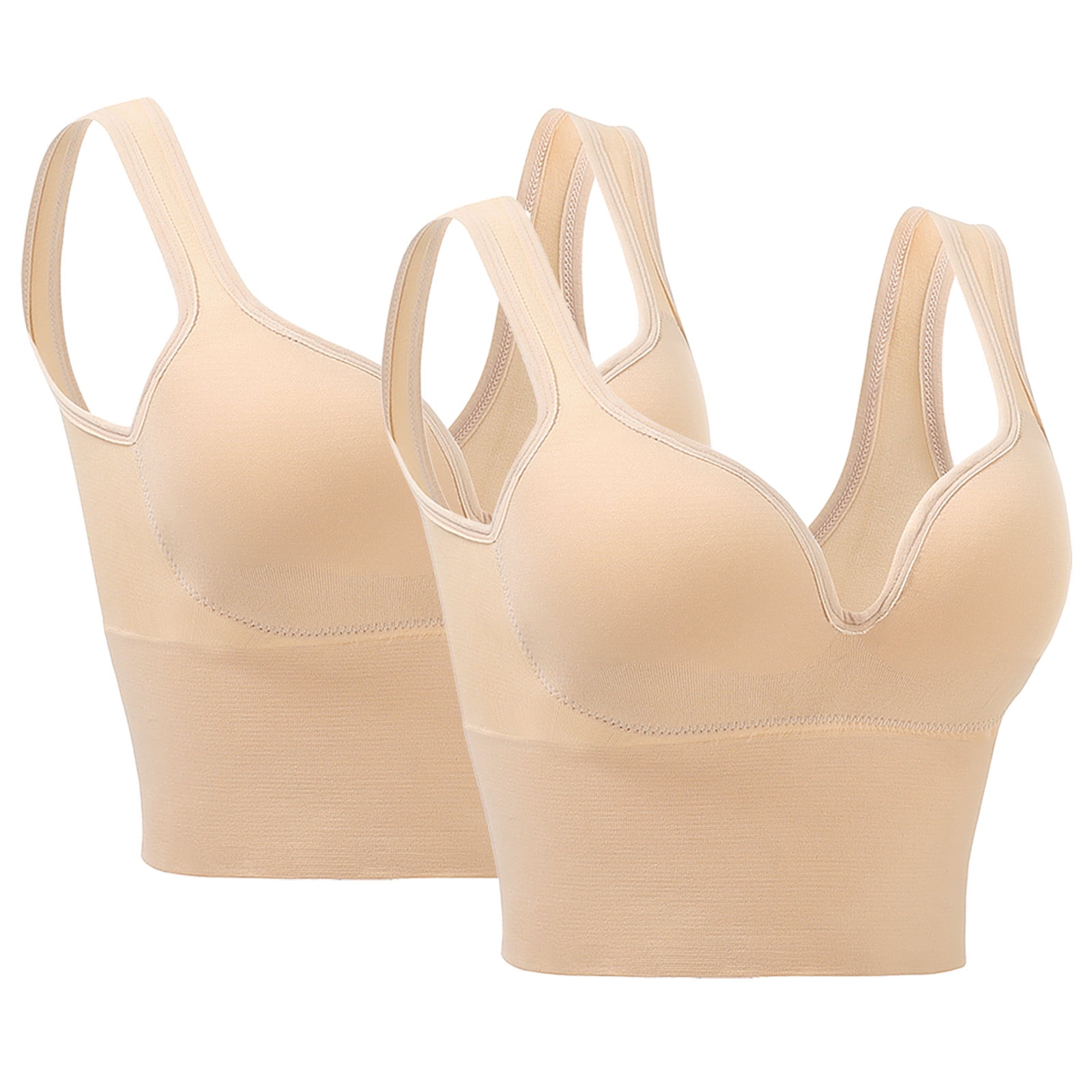 2 Pieces Womens Sports Bra No Wire Comfort Sleep Bra Plus Size Workout Activity Bras With Non Removable Pads Shaping Bra