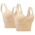 thumbnail image 3 of Sports Bra Women 2 Pieces Ladies Sports Bra No Wire Comfort Sleep Bra Pads Shaping Bra Oeak Bras Women Khaki L, 3 of 7