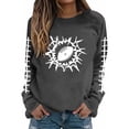 thumbnail image 2 of Jinhomg Women's Trendy Fall Pullover Casual Football Graphic Sweatshirt Lightweight Comfy Long Sleeve Crewneck Lounge Tops Daily Wear Spring Saving Today Dark Gray S, 2 of 5
